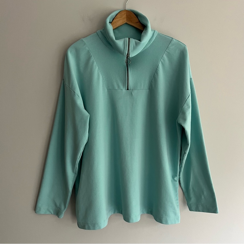 J. Jill FIT Light Blue Quarter-Zip Sweatshirt Tall Extra Large